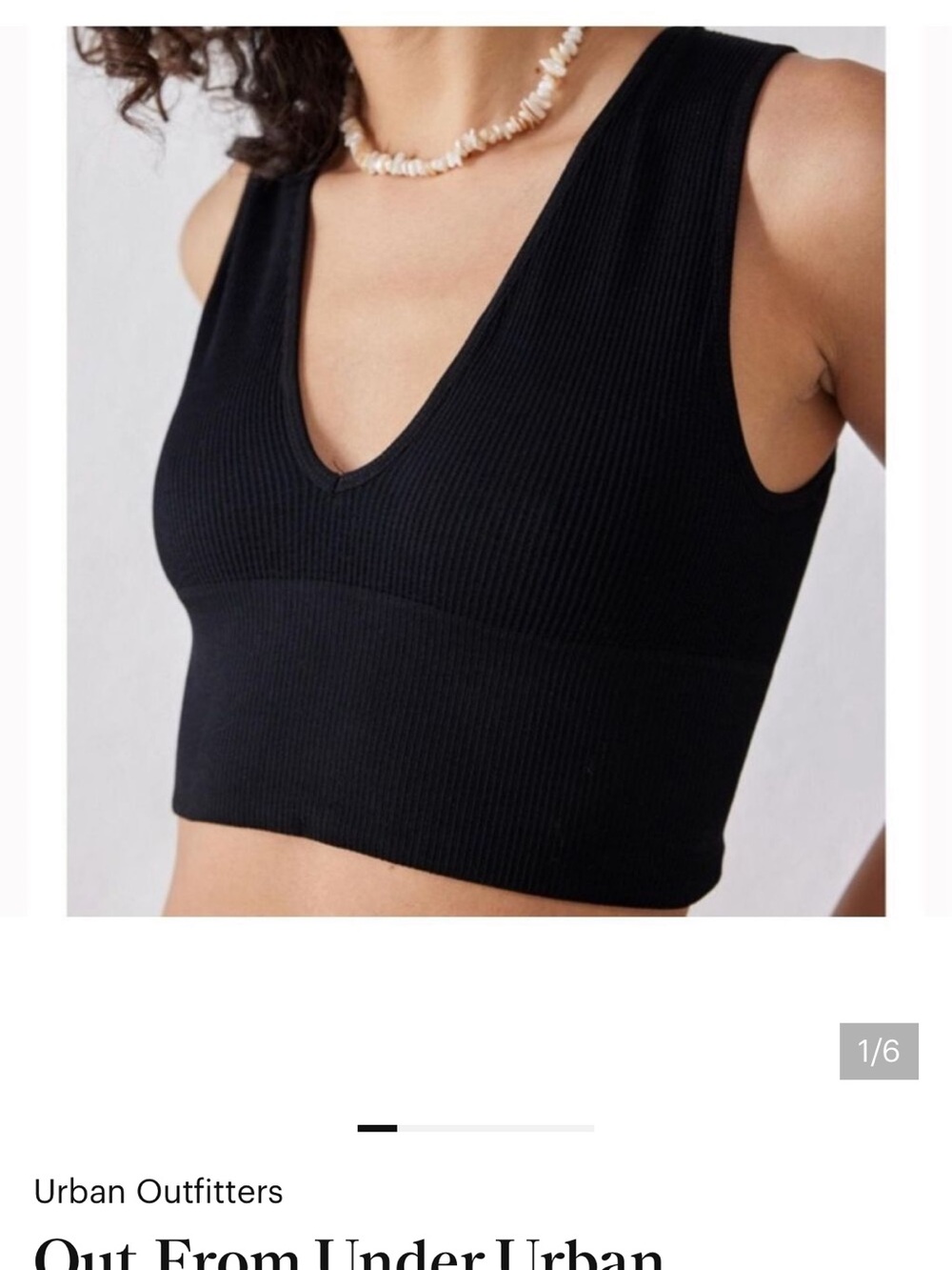 Urban Outfitters Black Ribbed V-Neck Crop Tank